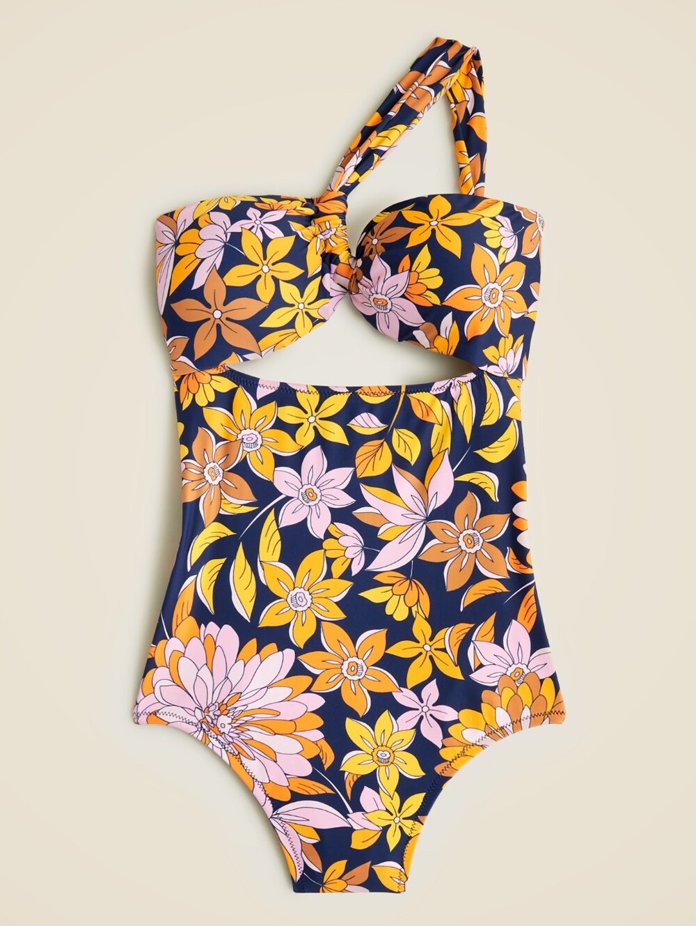 J. Crew Cutout one-shoulder one-piece swimsuit in dusk floral Size 0
